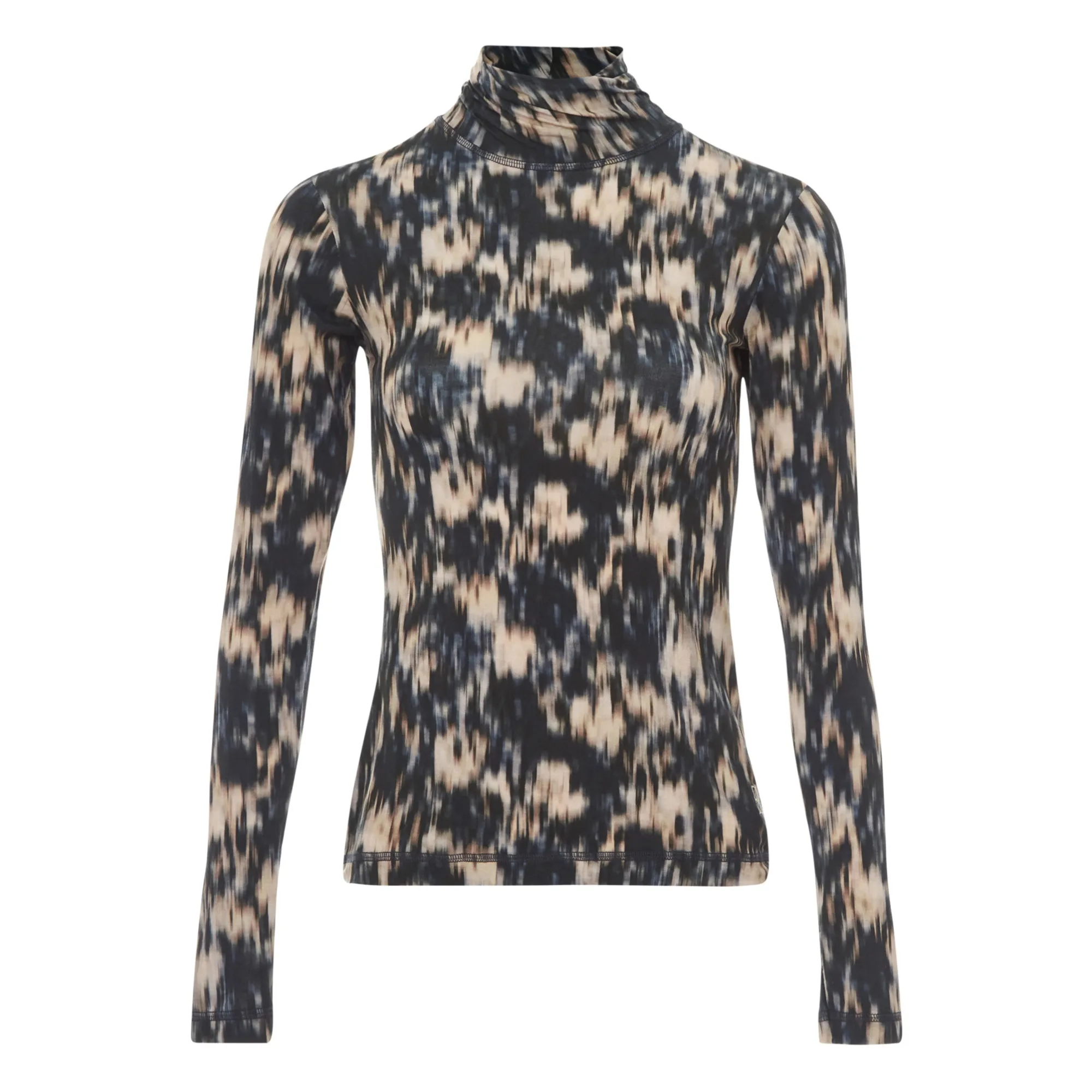 Bellerose Women's Dark Grey Vinny Roll Neck Print T-Shirt - ’S Collection
