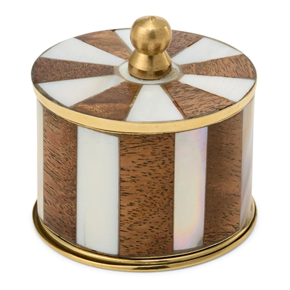 Petite boîte rayée Woody Circus | Blanc- Image produit n°0