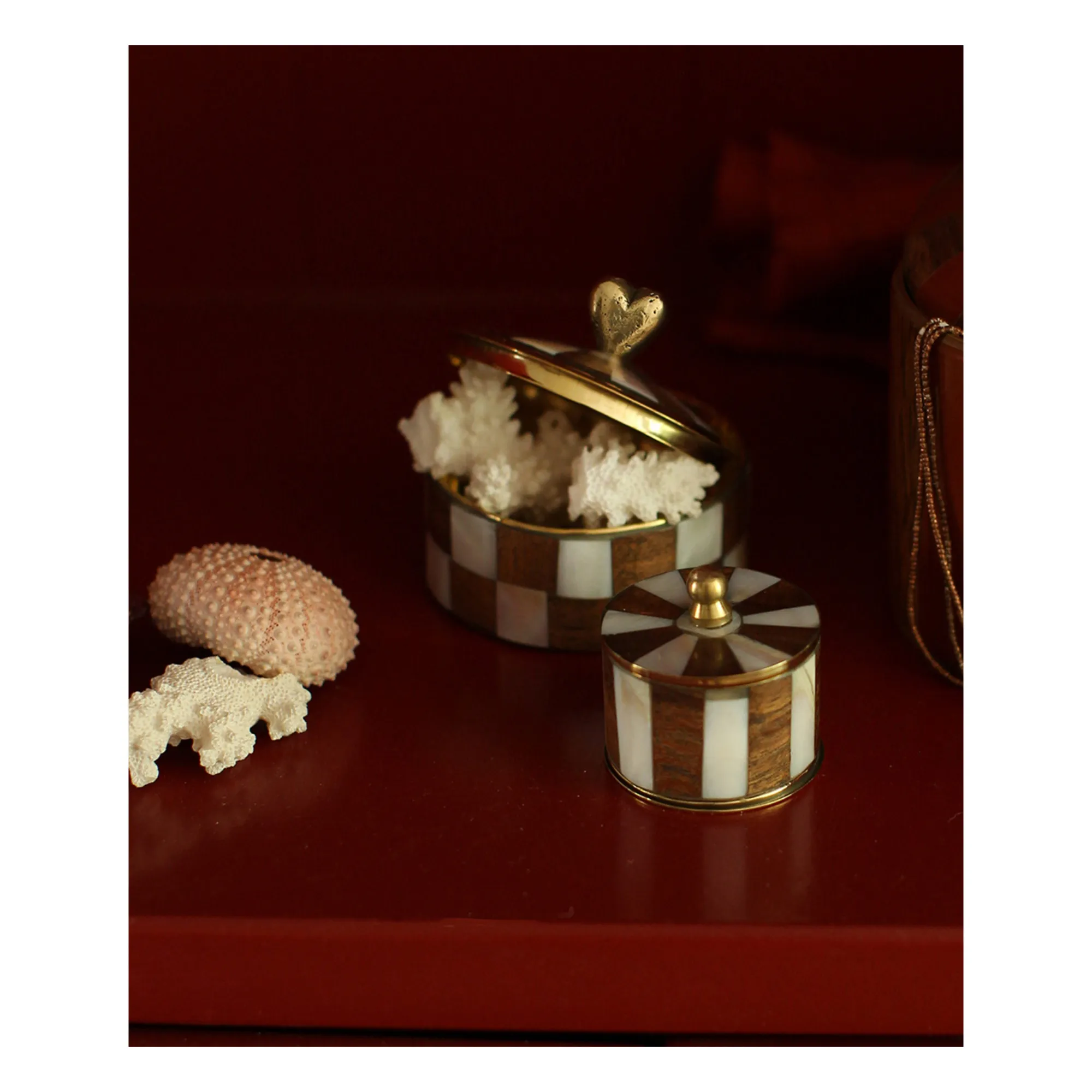 Petite boîte rayée Woody Circus | Blanc- Image produit n°1