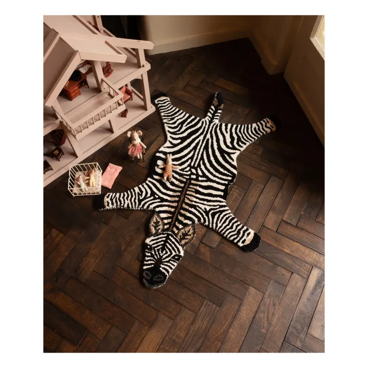 Tapis zèbre en laine | Noir/Blanc- Image produit n°2