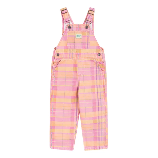 Madeline Striped Long Dungarees | Pink