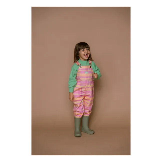 Madeline Striped Long Dungarees | Pink