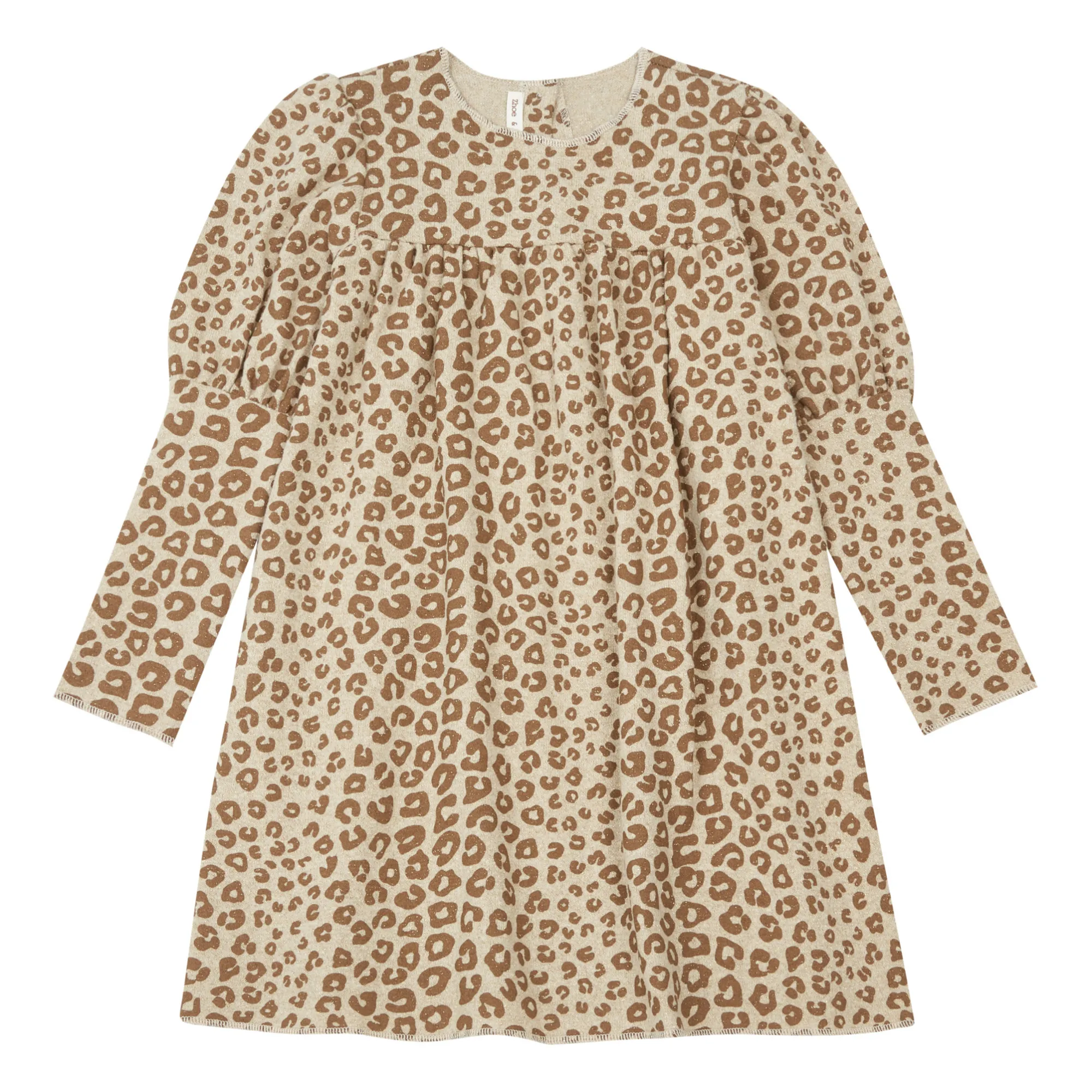 Zhoe & Tobiah Beige Leopard Lurex Mesh Dress