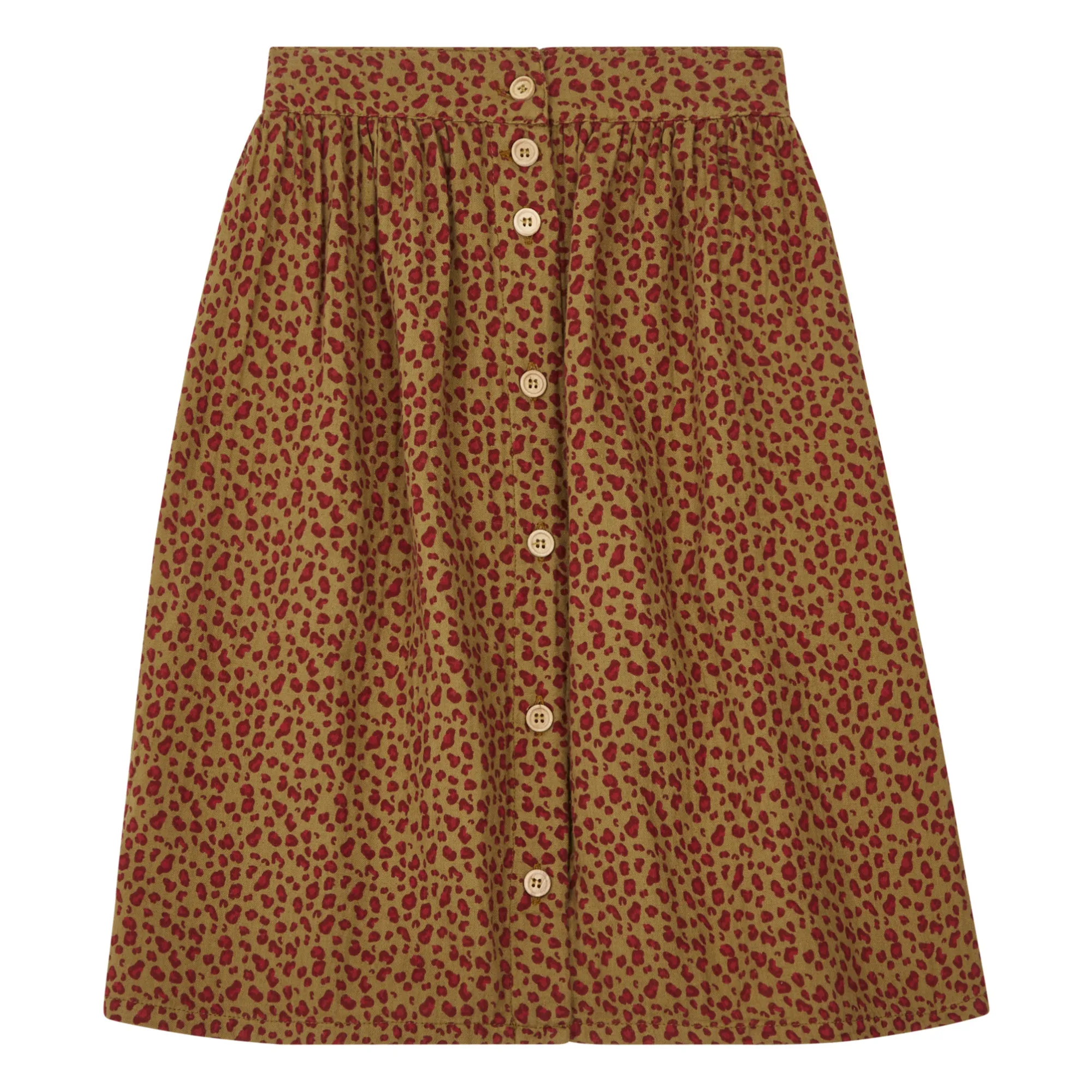 Marlot Paris Camel Leopard Cotton Gauze Midi Skirt Pépita