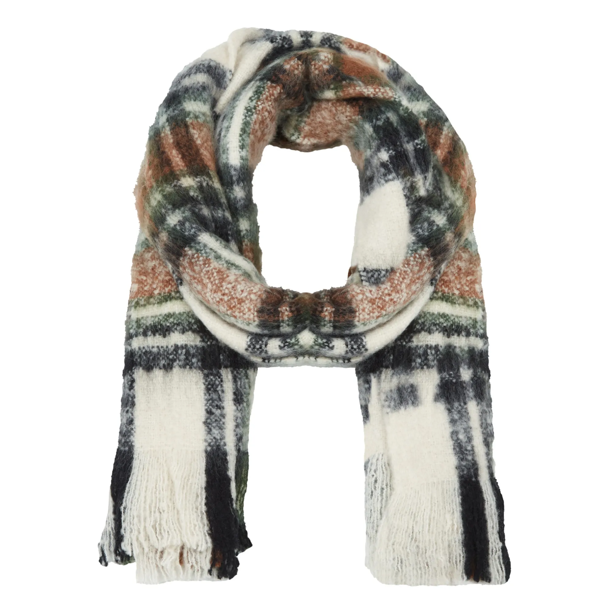 Leon & Harper Ecru Elton Check Scarf