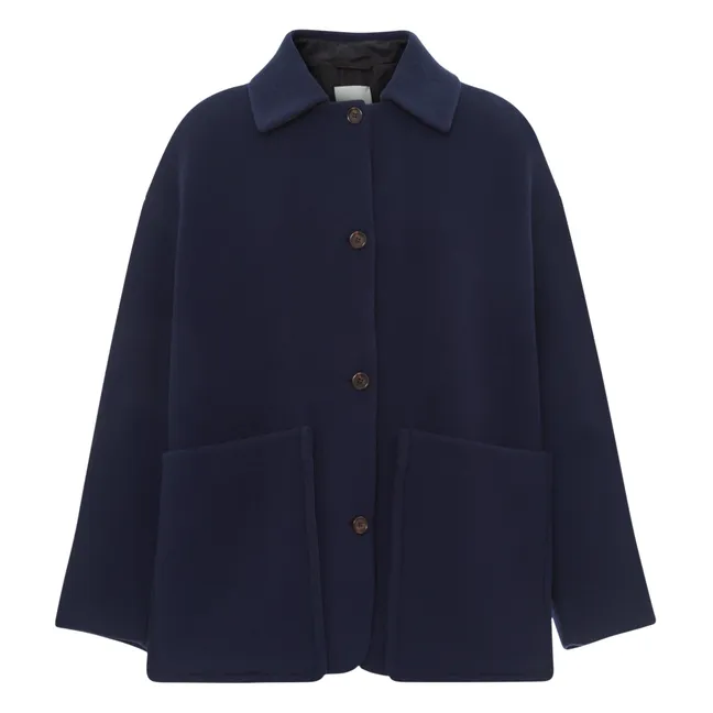 Abrigo corto de terciopelo de lana | Azul Marino