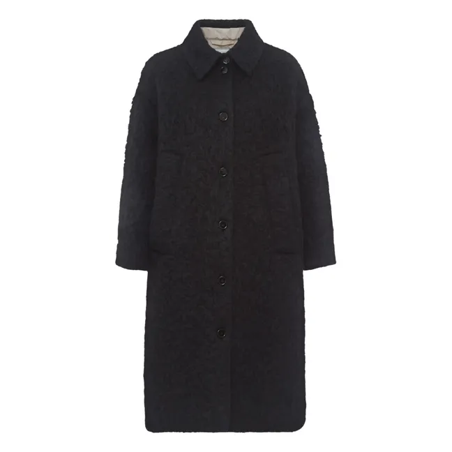 Mantel aus gebürsteter Wolle | Schwarz
