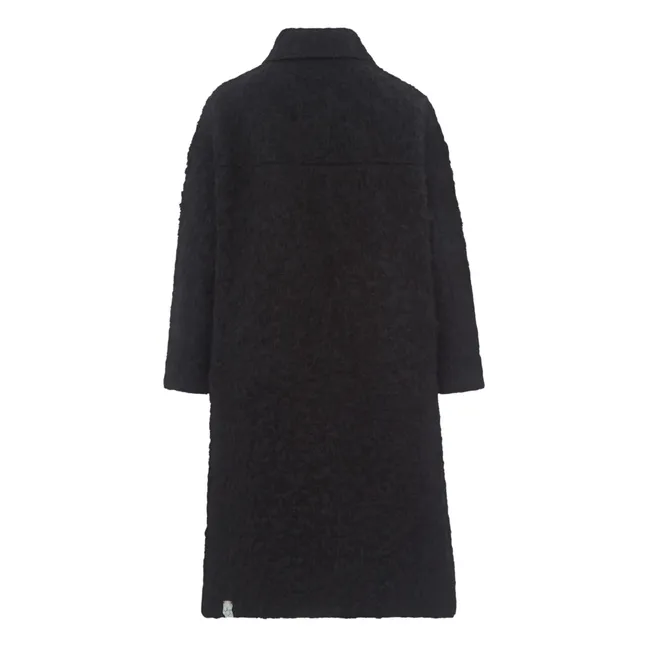 Abrigo de lana cepillada | Negro