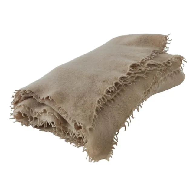 Lancio in cashmere con frange | Beige