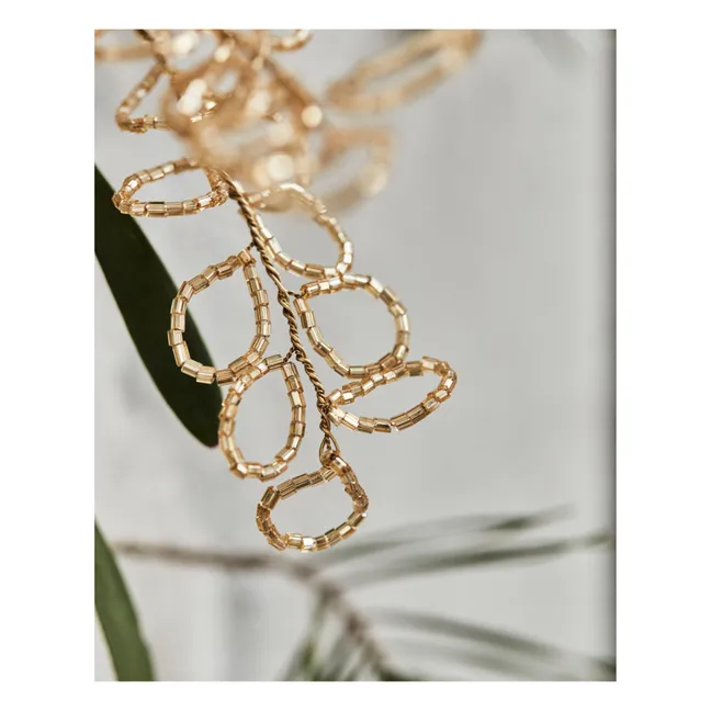 Decoración navideña con hojas de perla - Lote de 3 | Dorado