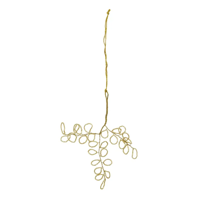 Decoración navideña con hojas de perla - Lote de 3 | Dorado