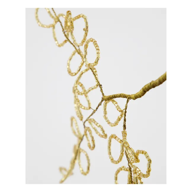 Decoración navideña con hojas de perla - Lote de 3 | Dorado