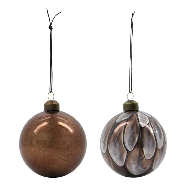 Boule de Noël Runy - Lot de 2 | Marron
