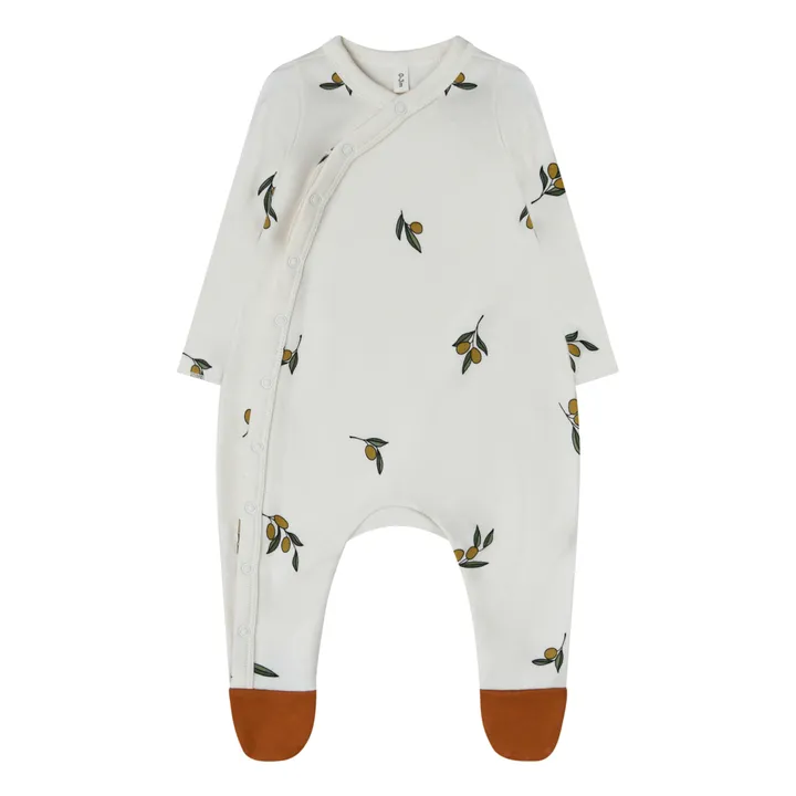 Pijama para pies de algodón ecológico Olives | Blanco- Imagen del producto n°0