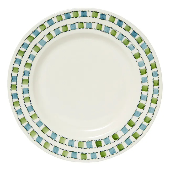 Plato llano a cuadros | Azul verde
