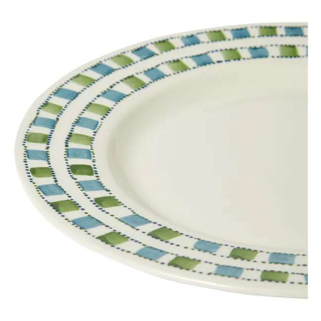 Assiette à dîner à damiers | Bleu Vert