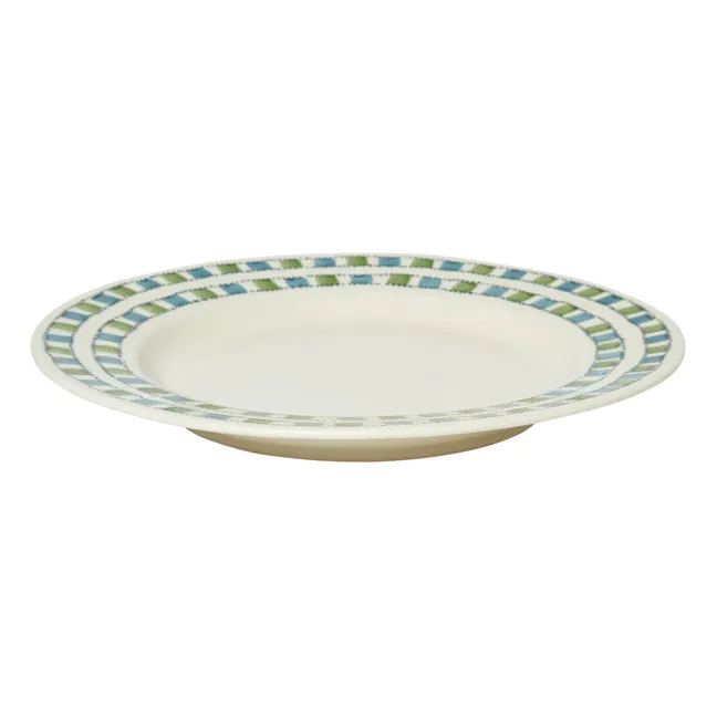 Assiette à dîner à damiers | Bleu Vert