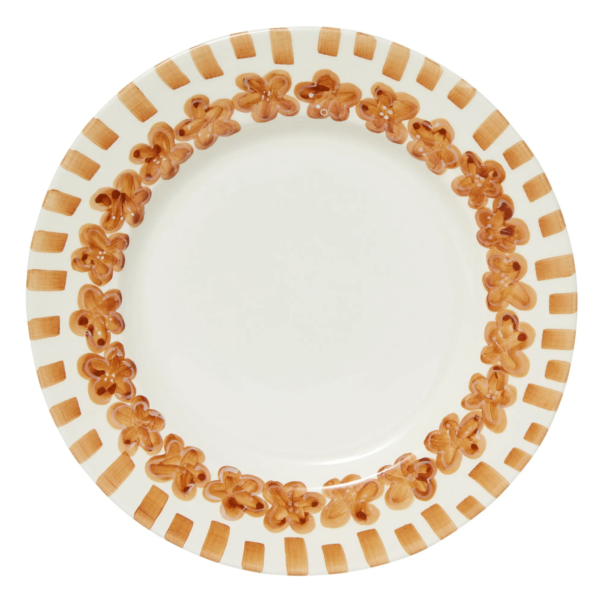 Tressé Brown Tiare Flowers Dinner Plate
