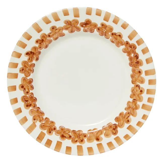 Assiette à dîner Fleurs de tiaré | Marron