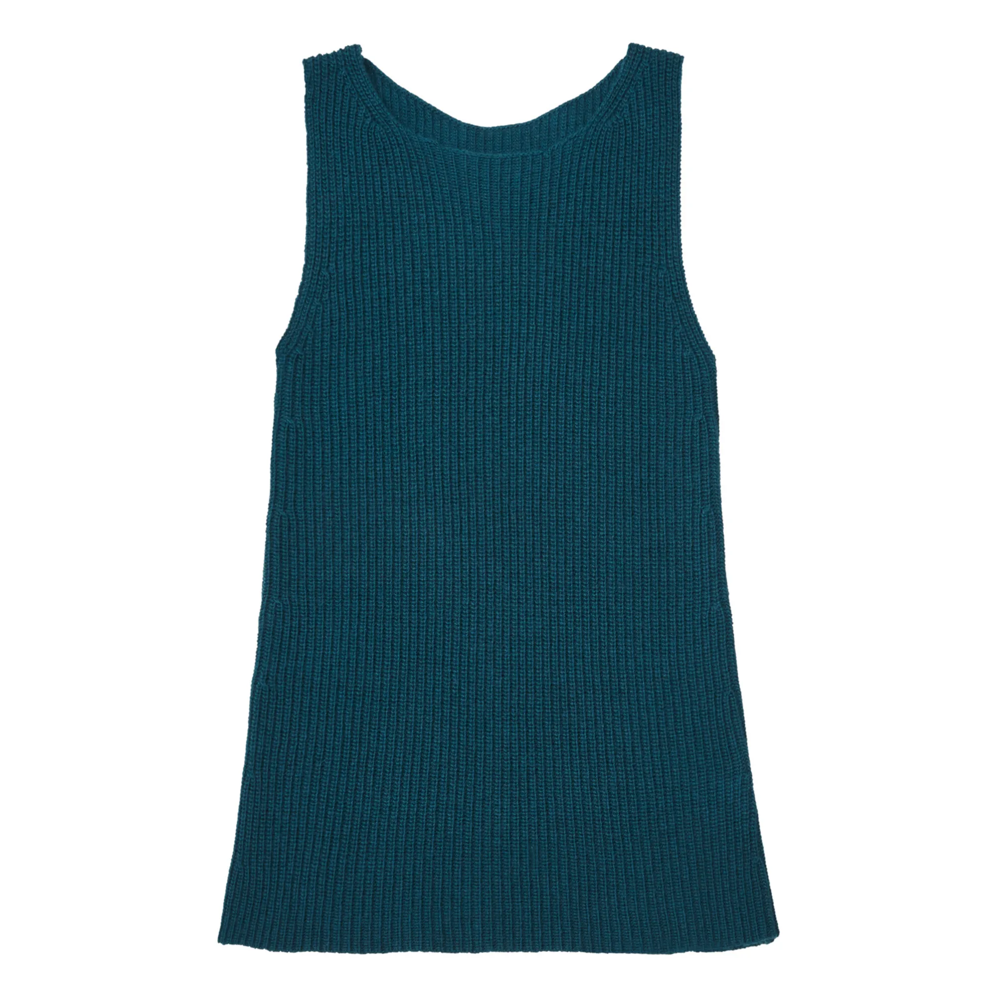 Longlivethequeen Blue Wool And Cashmere Sleeveless Top