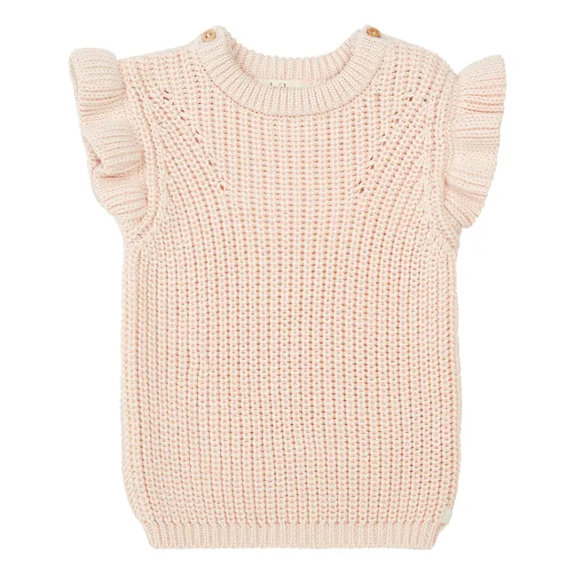 Organic Cotton Sleeveless Sweater | Pale pink