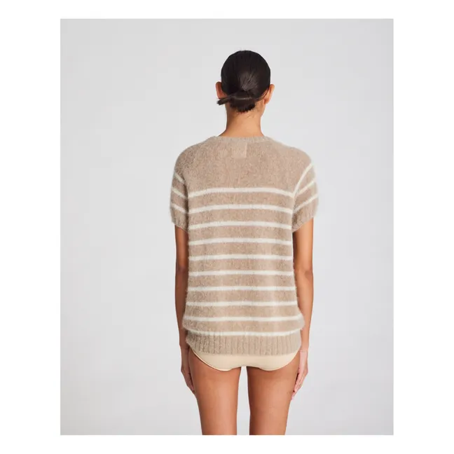 Mollie Striped Alpaca Wool Sweater | Beige