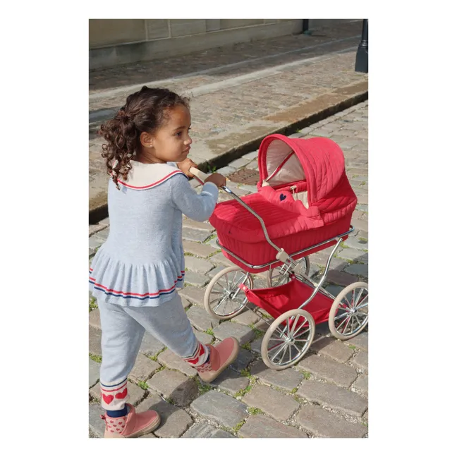 Velvet Baby Carriage for Doll | Red