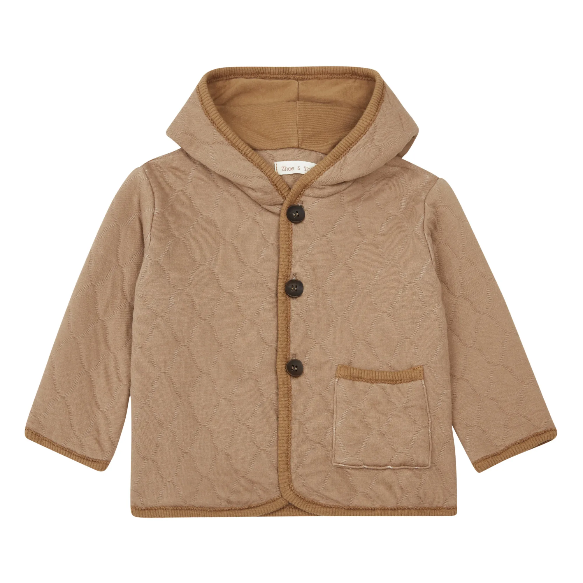 Zhoe & Tobiah Camel Quilted Fleece Hooded Jacket