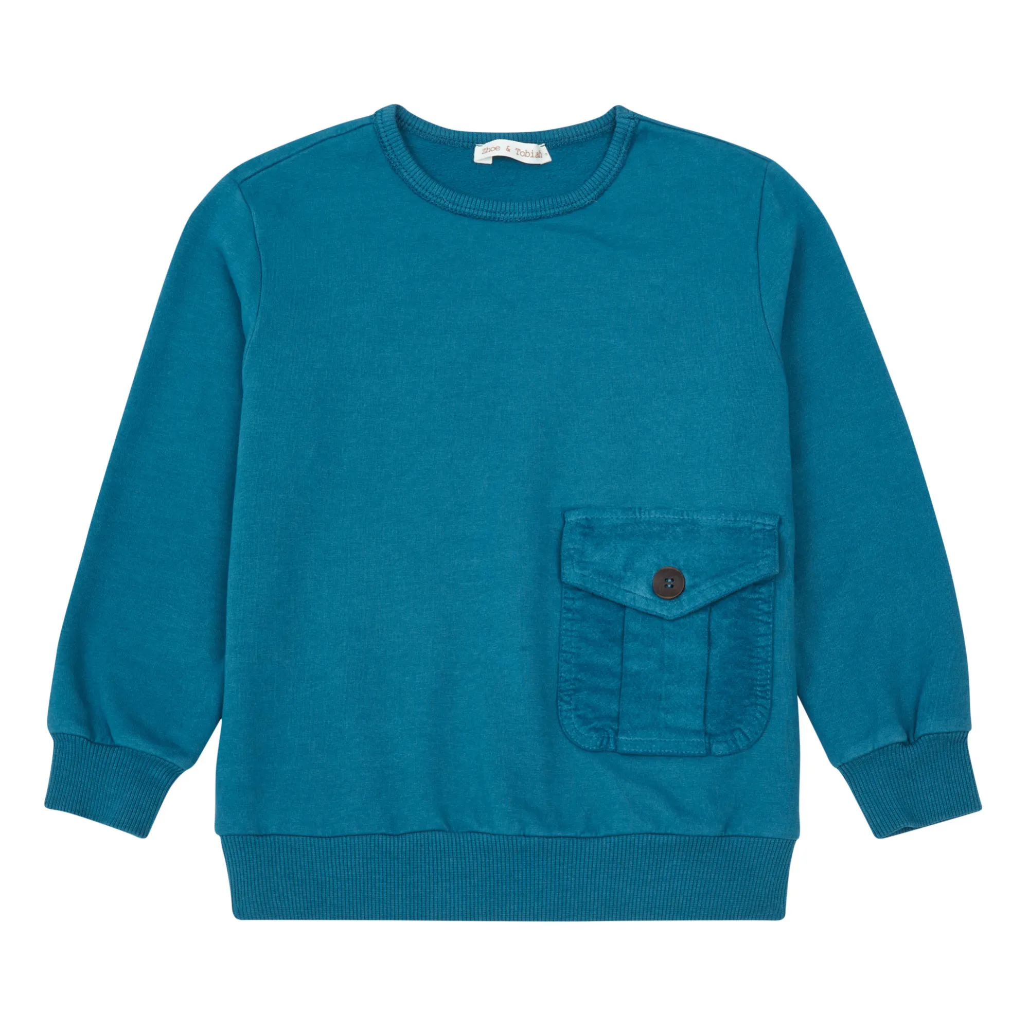 Zhoe & Tobiah Blue Velvet Pocket Sweatshirt