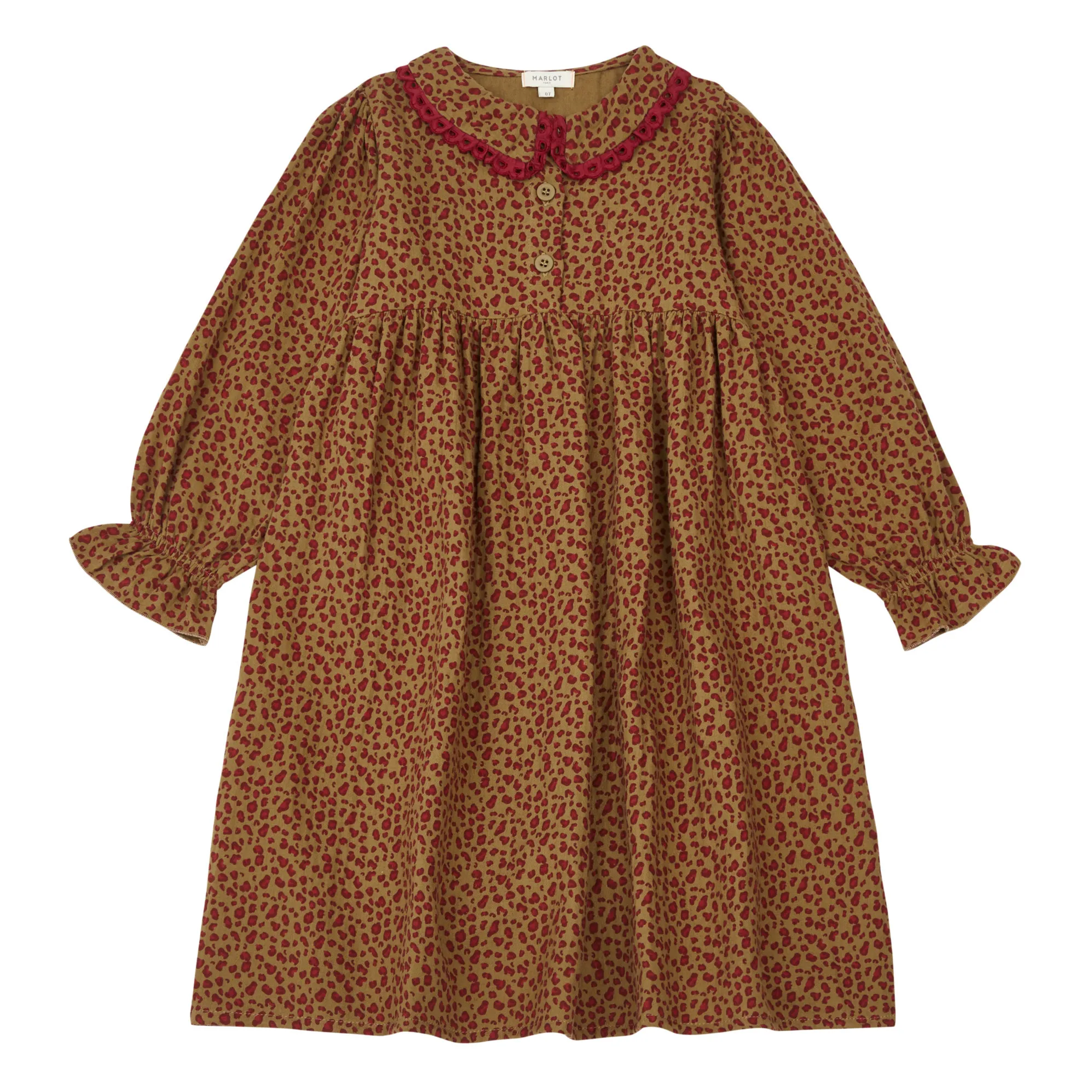 Marlot Paris Camel Leopard Cotton Gauze Dress She-Wolf