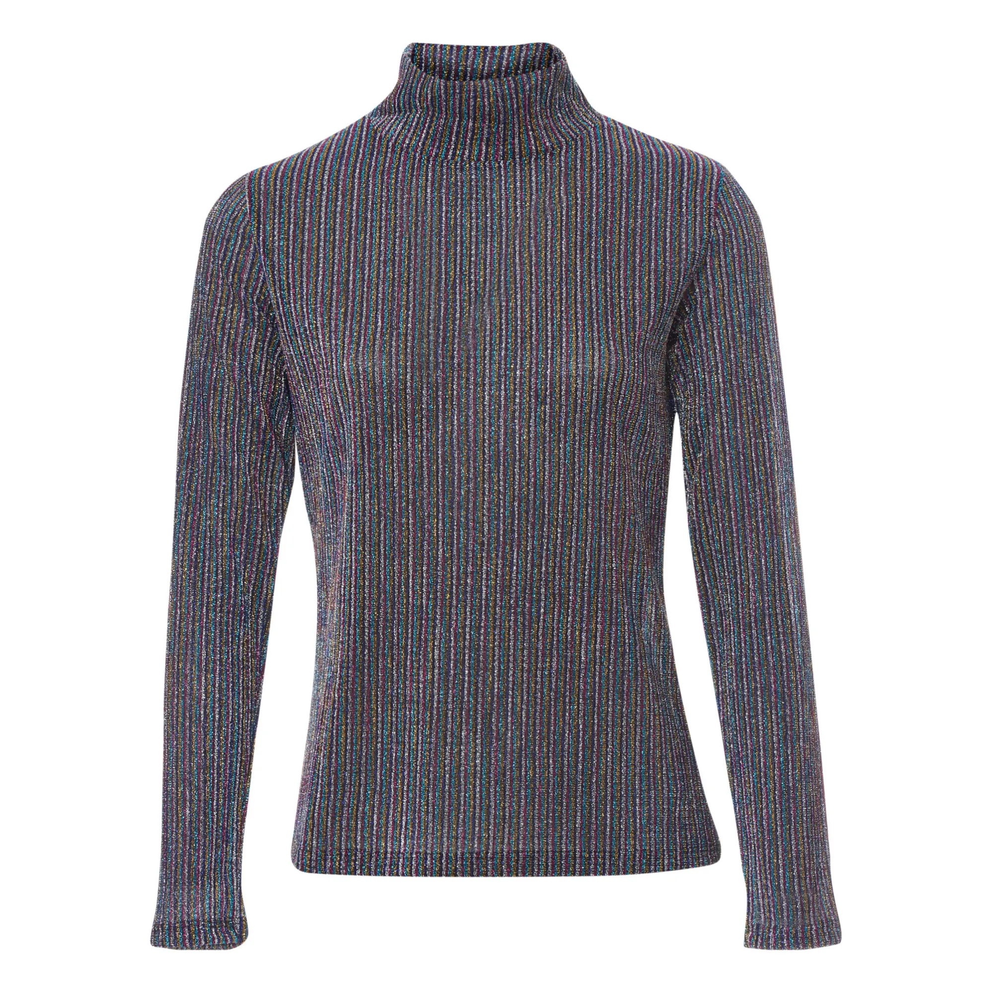 Chloé Stora Navy Blue Elie Maille Lurex Roll Neck Top