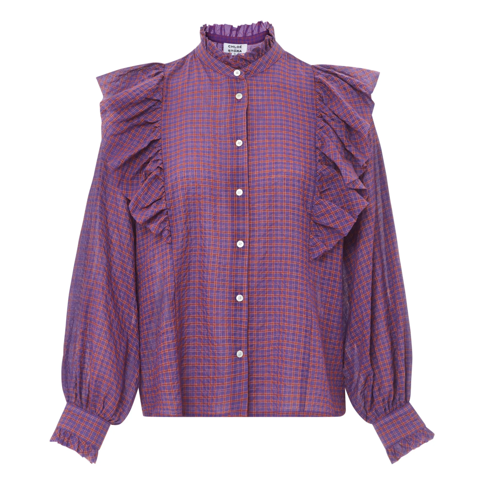 Chloé Stora Purple Albi Vichy Cotton Blouse