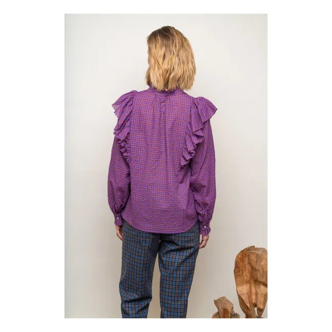 Albi Vichy Cotton Blouse | Purple
