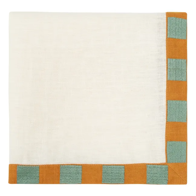 Serviette Damier aus Leinen | Seidenfarben