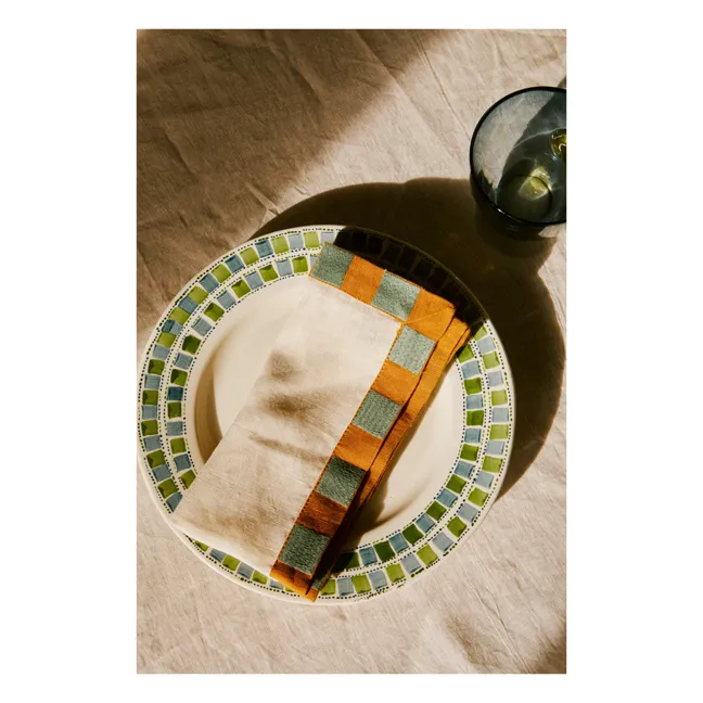 Serviette Damier aus Leinen | Seidenfarben