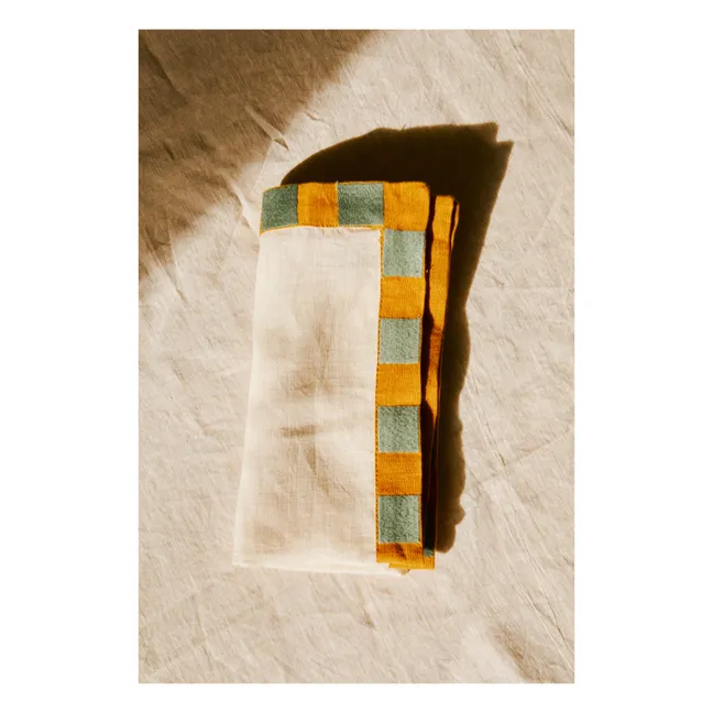 Serviette Damier aus Leinen | Seidenfarben