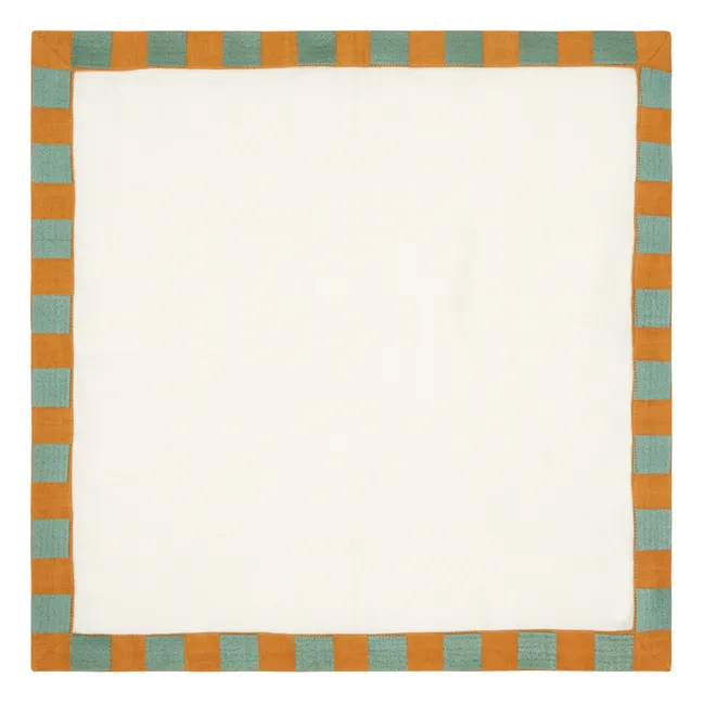 Serviette Damier aus Leinen | Seidenfarben
