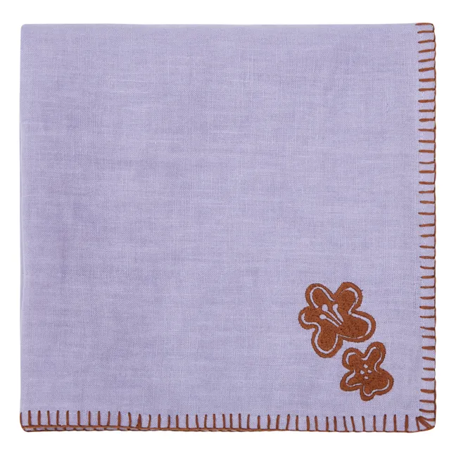 Bestickte Serviette aus Leinen | Mauve