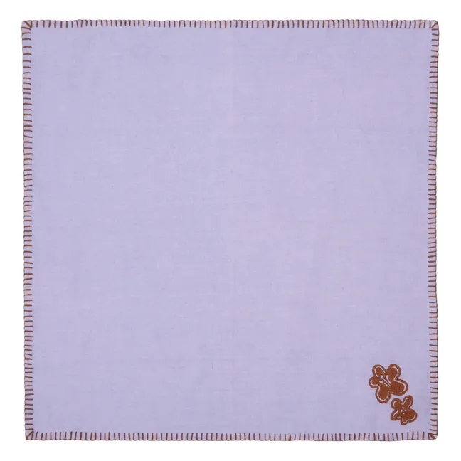 Bestickte Serviette aus Leinen | Mauve