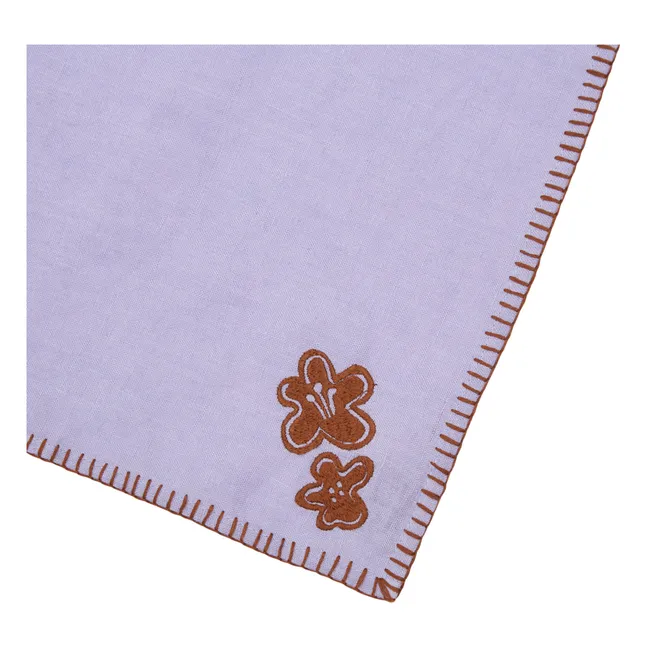 Bestickte Serviette aus Leinen | Mauve