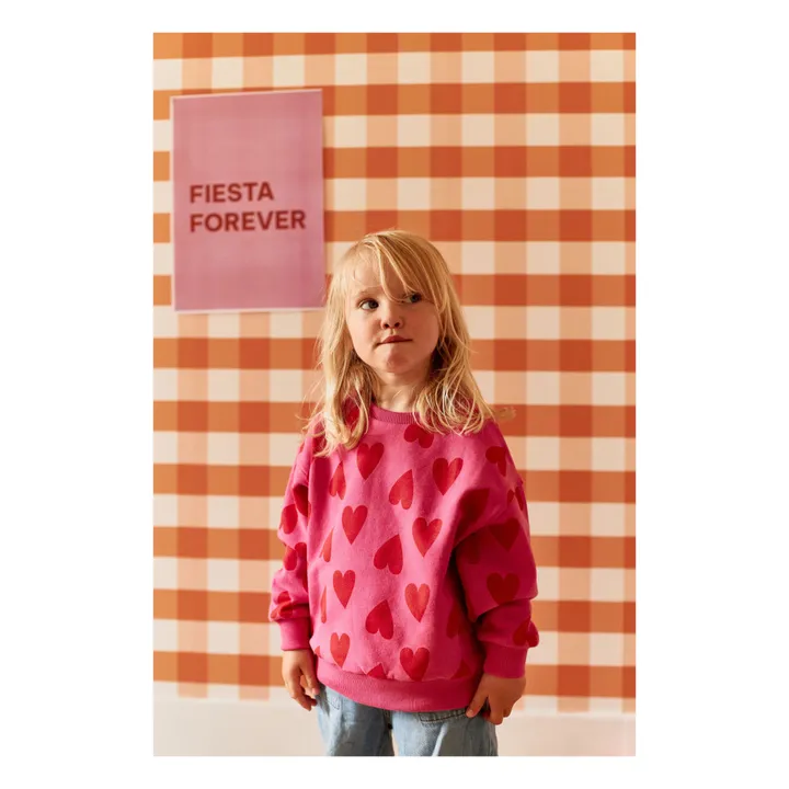 Sudadera de algodón orgánico Edith corazones | Rosa- Imagen del producto n°1