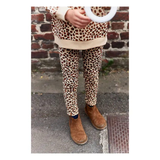 Legging aus Bio-Baumwolle Leopard Ondine | Beige