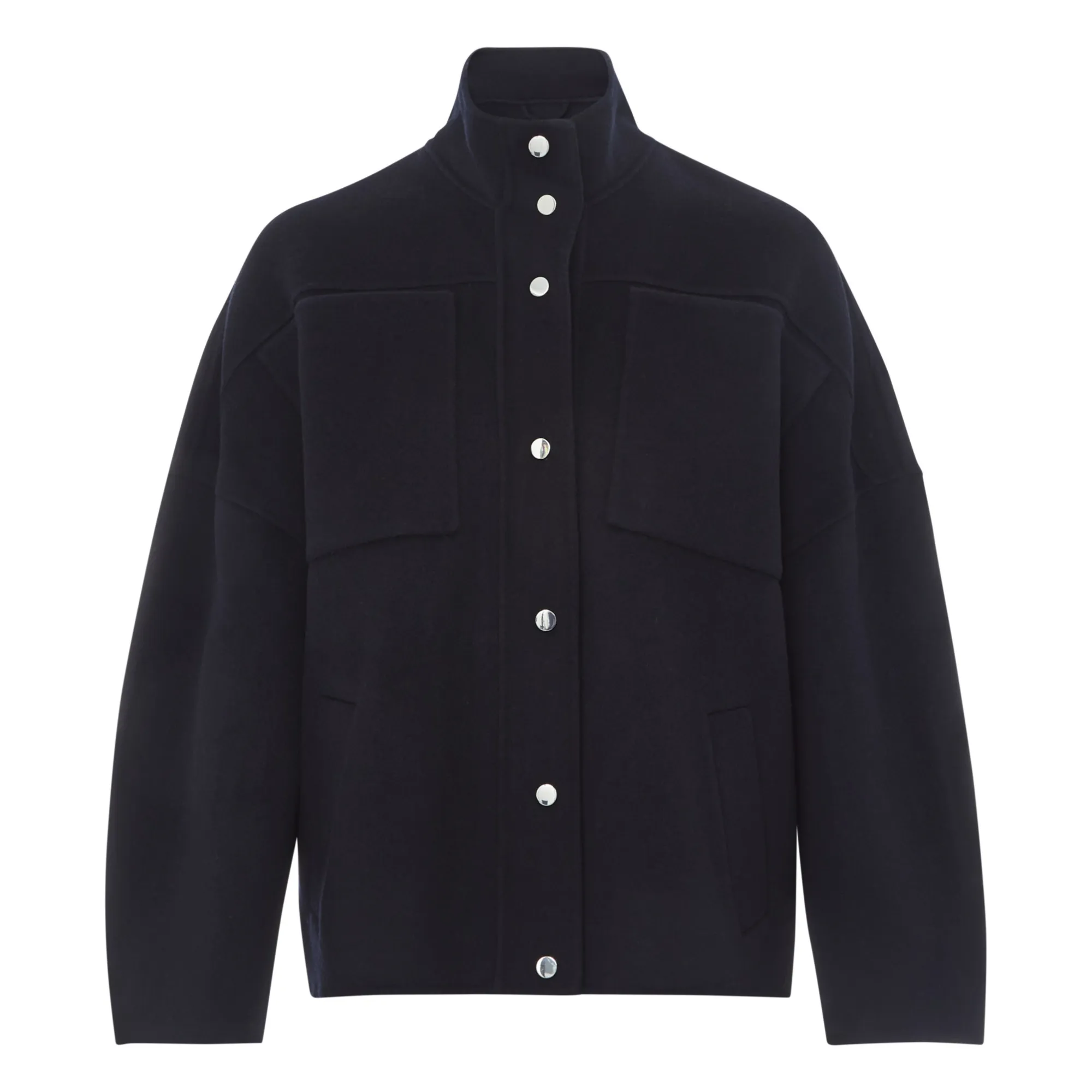 Hartford Navy Blue Vicco Wool Coat