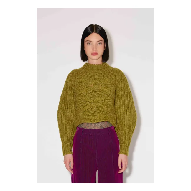Best Braided Virgin Wool Sweater | Olive