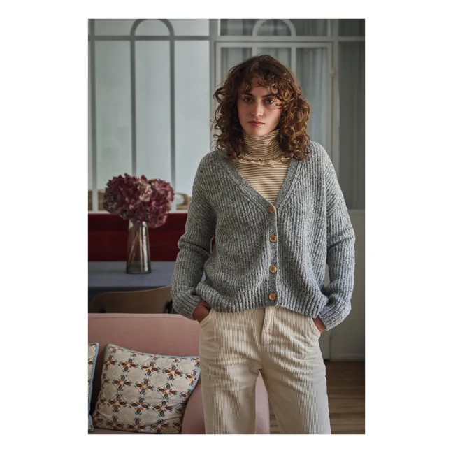 Cárdigan de lana Yuzzle - Colección Mujer  | Gris Jaspeado