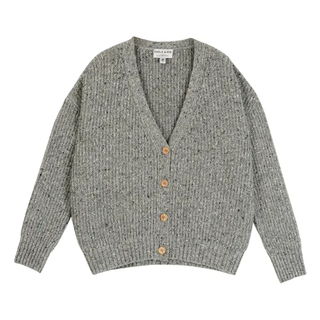 Cárdigan de lana Yuzzle - Colección Mujer  | Gris Jaspeado