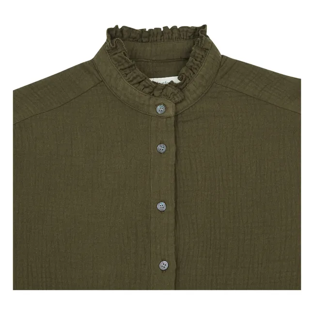 Blusa con cuello de volantes Comedy | Verde Kaki