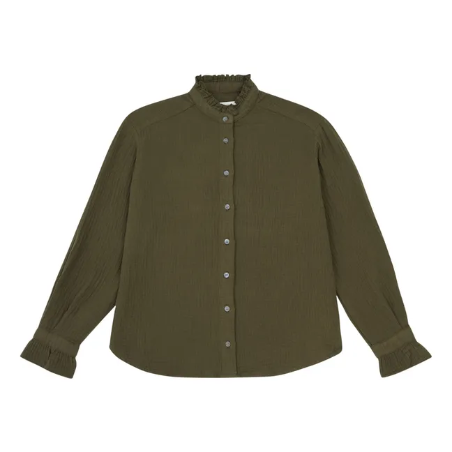 Blusa con cuello de volantes Comedy | Verde Kaki