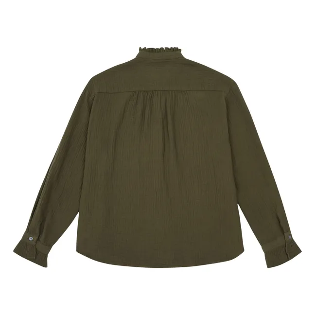Blusa con cuello de volantes Comedy | Verde Kaki