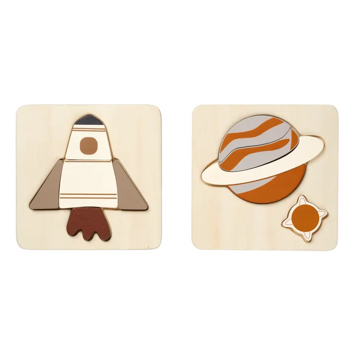 Fabelab - Fabelab - Puzzle navette spatiale et planète - Set de 2